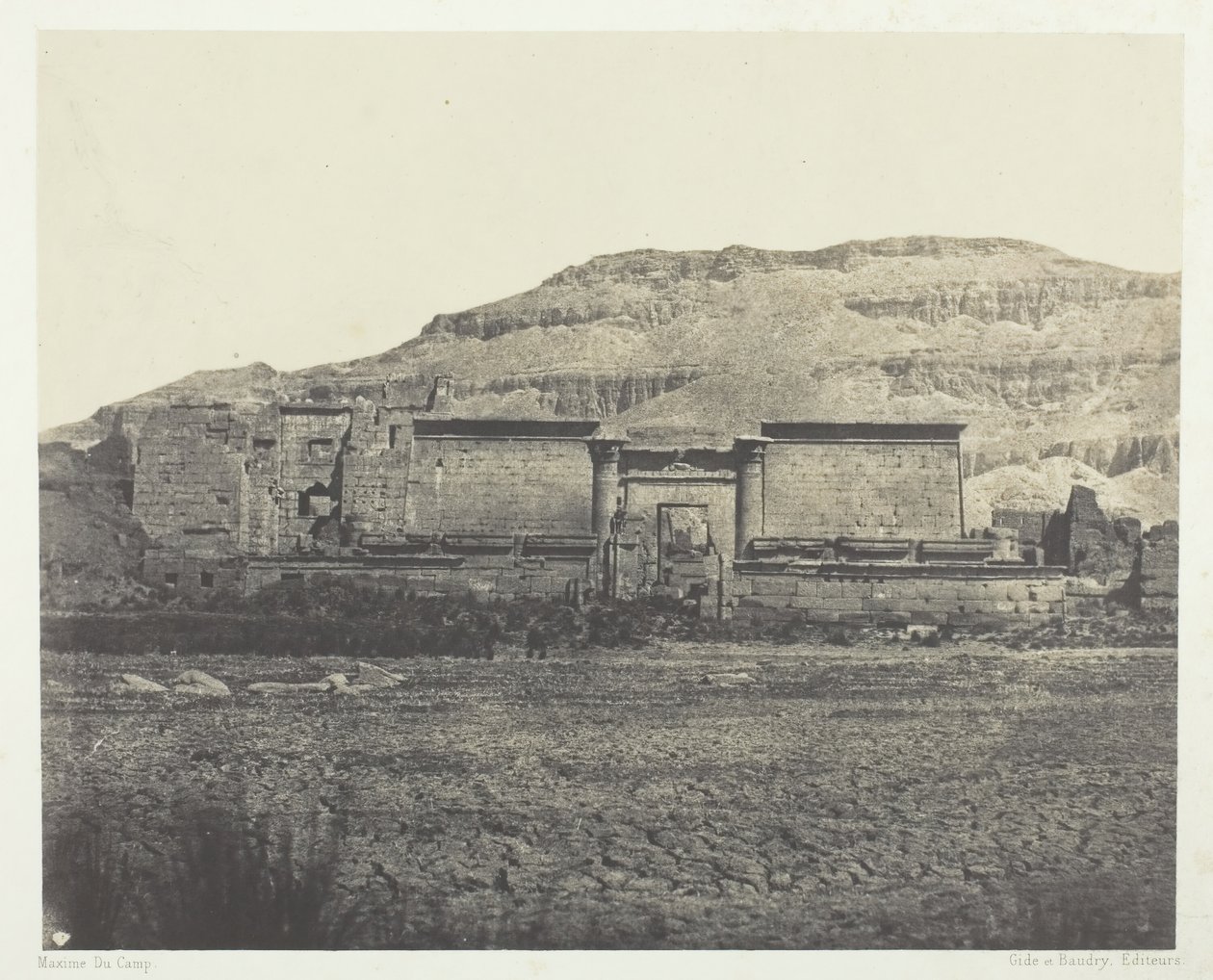 Médinet-Habou, Vista General de las Ruinas, Tebas, 1849-51, impreso 1852 de Maxime Du Camp