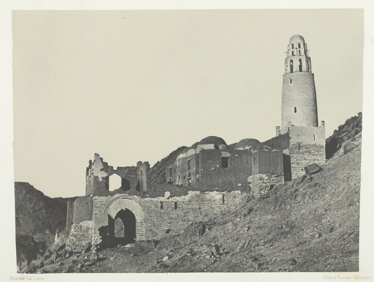 Mezquita de Bellal en el pueblo de Bab, Nubia, 1849-51, impreso en 1852 de Maxime Du Camp