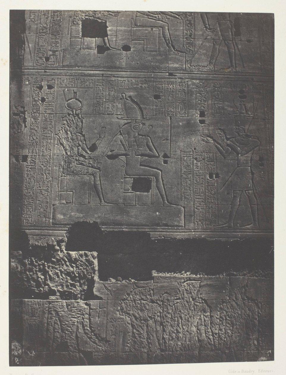 Muro Occidental, Gran Templo de Isis en Philoe; Nubia, lámina 78 del álbum "Egypte, Nubie, Palestine et Syrie" (1852) de Maxime Du Camp