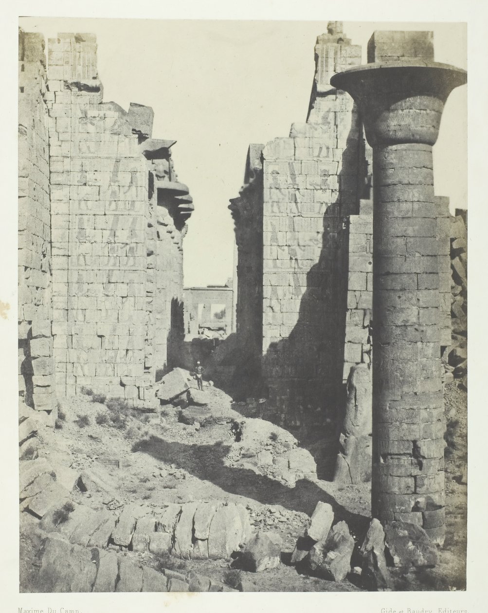 Palacio de Karnak, Patio de los Bubastitas y Entrada Principal de la Sala Hipóstila, Tebas de Maxime Du Camp