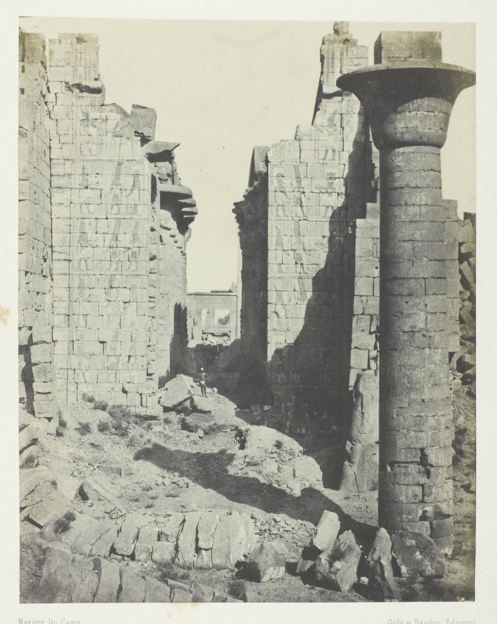 Palacio de Karnak, Patio de los Bubastitas y Entrada Principal de la Sala Hipóstila; Tebas de Maxime Du Camp