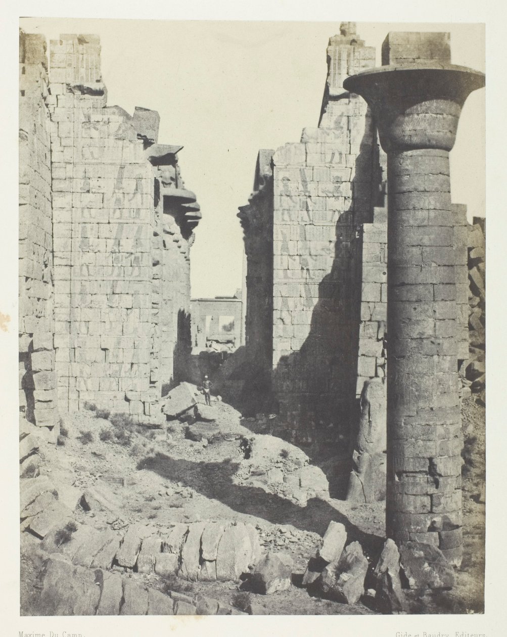 Palacio de Karnak, Patio de los Bubastitas y Entrada Principal de la Sala Hipóstila; Tebas de Maxime Du Camp