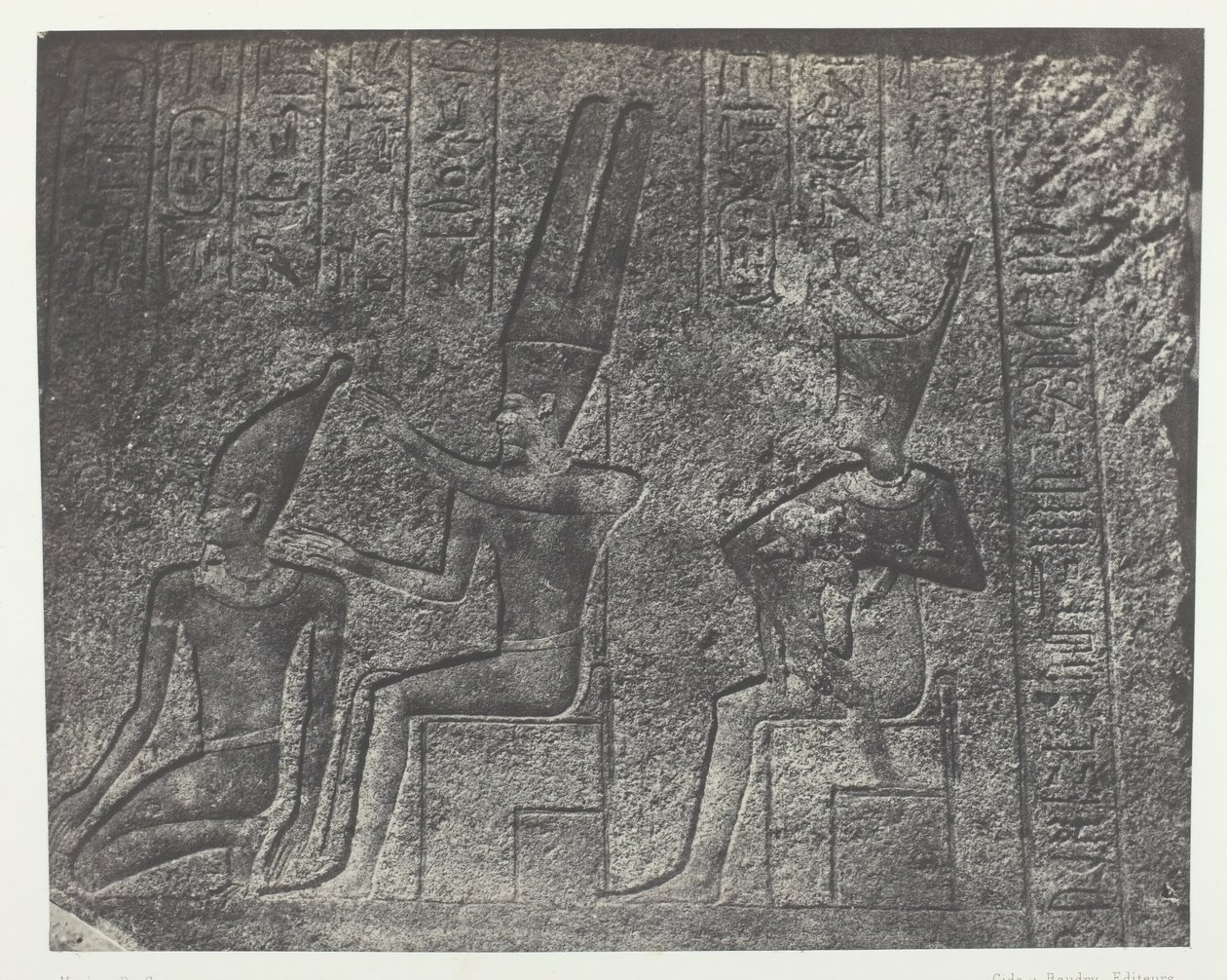 Palacio de Karnak, esculturas exteriores del santuario de granito, Tebas, 184951, impreso en 1852 de Maxime Du Camp