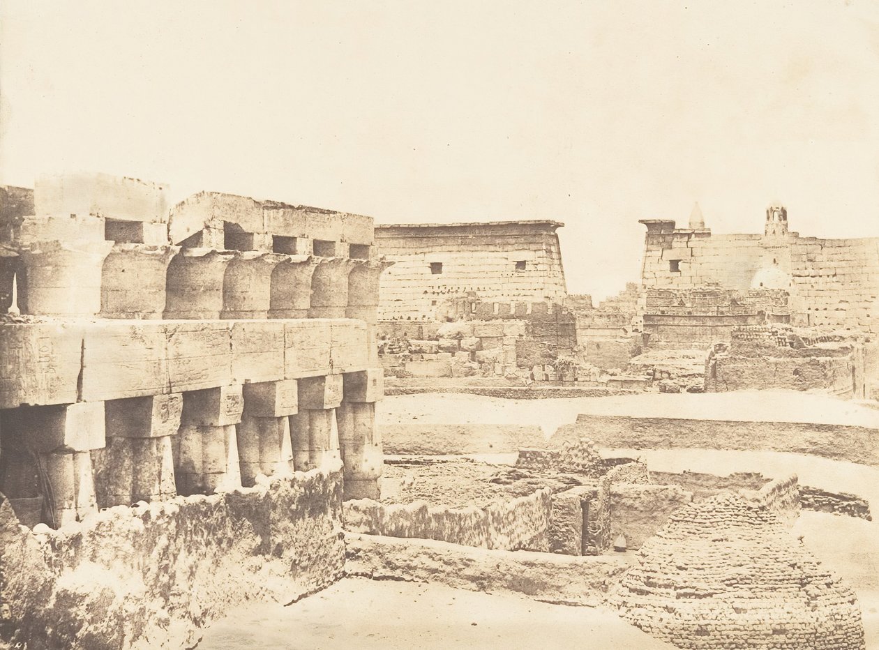 Palacio y pueblo de Luxor, visto desde el sur, Tebas, 1849-50 de Maxime Du Camp