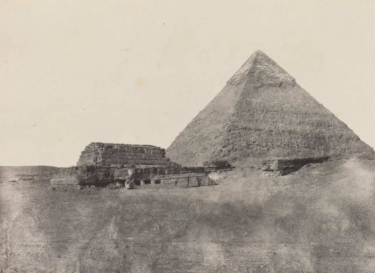 Pirámide de Kefrén, Egipto Medio, lámina 10 del álbum "Egipto, Nubia, Palestina y Siria" (1852) de Maxime Du Camp
