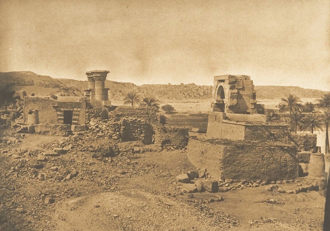 Ruinas y Pueblo de Begueh, pequeña isla al Oeste de Philae, 11 de abril de 1850 de Maxime Du Camp