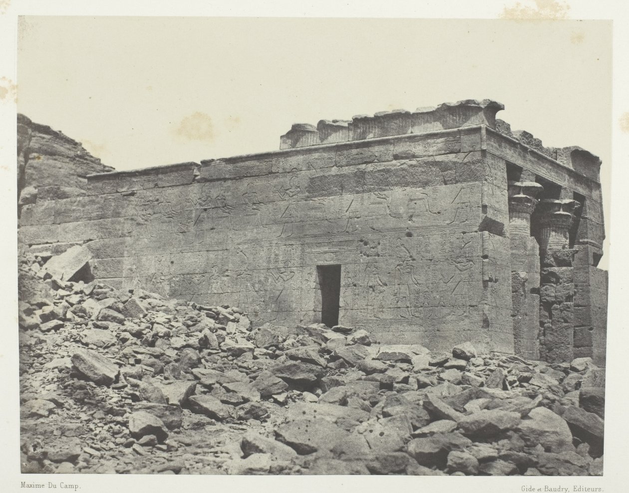 Temple De Dandour (Ancienne Tantour), Dédié à La Triade Osiris-Isis-Horus; Nubie, lámina 93 del álbum "Egypte, Nubie, Palestine et Syrie" (1852) de Maxime Du Camp