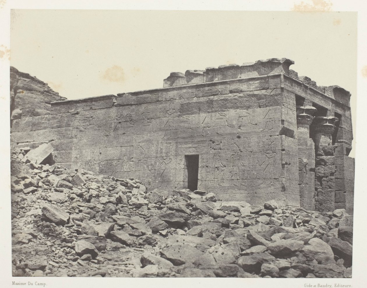 Temple De Dandour (Ancienne Tantour), Dédié à La Triade Osiris-Isis-Horus; Nubie, lámina 93 del álbum "Egypte, Nubie, Palestine et Syrie" (1852) de Maxime Du Camp