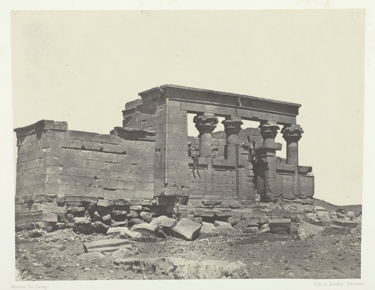 Templo de Debod, Parembole del Itinerario de Antonino, Nubia, 1849-51, impreso en 1852 de Maxime Du Camp
