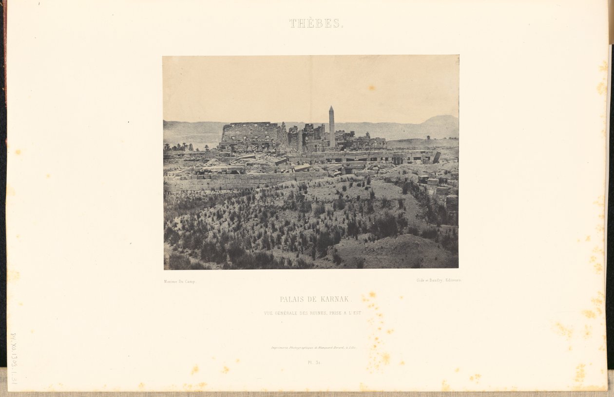 Tebas. Palacio de Karnak. Vista general de las ruinas, mirando al este. de Maxime Du Camp