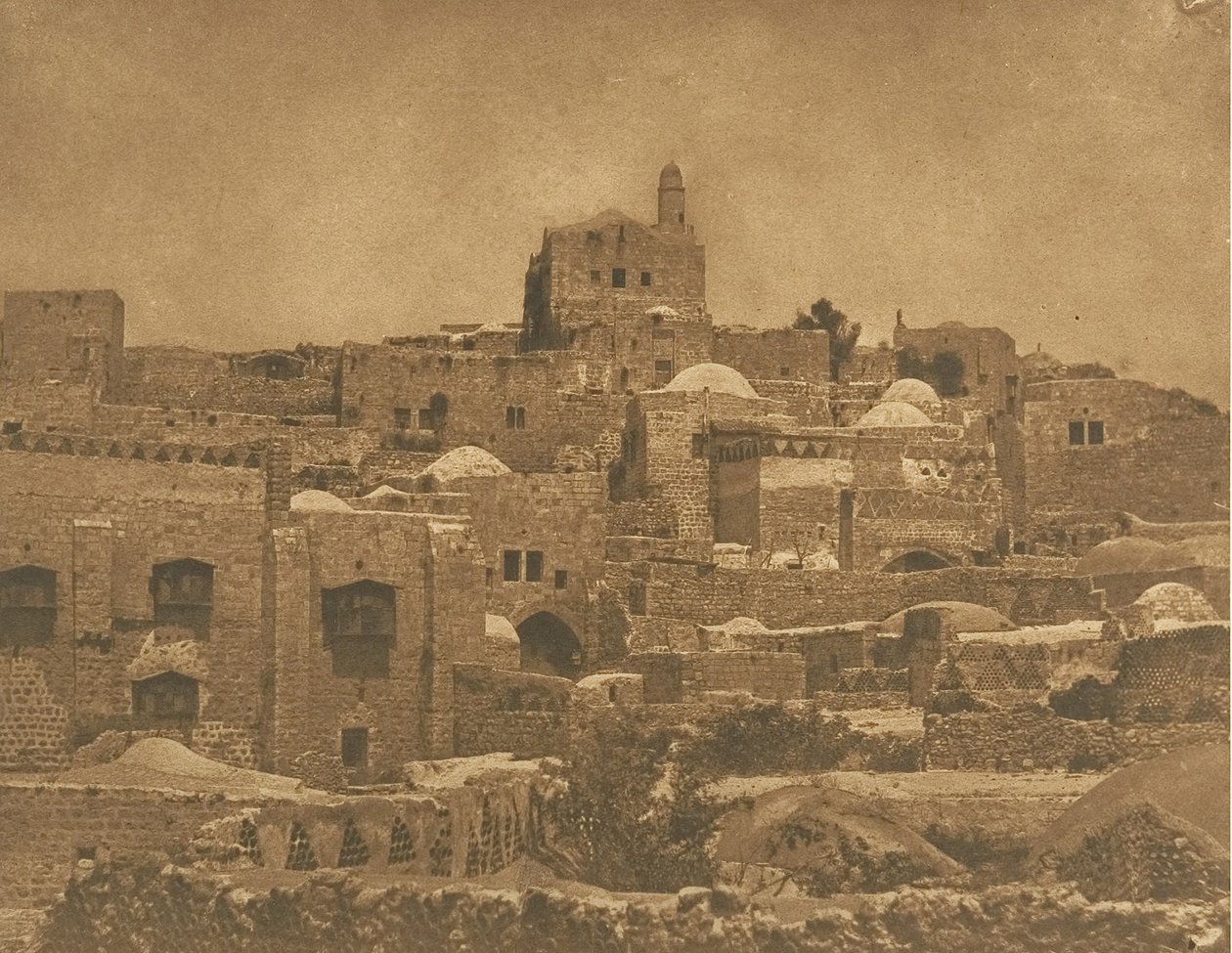 Vista de la Mezquita de El-Melouyeh y un barrio de Jerusalén, agosto de 1850 de Maxime Du Camp