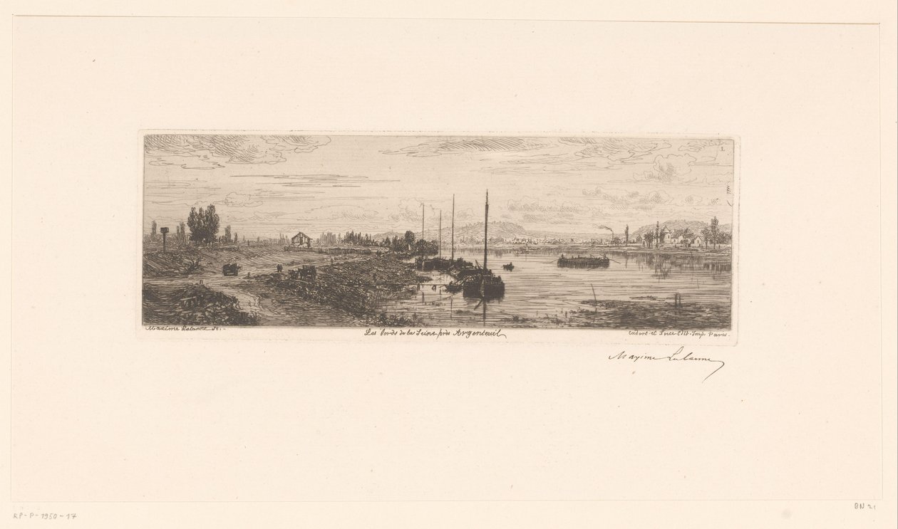 Vista del Sena cerca de Argenteuil Les bords de la Seine près Argenteuil (título sobre objeto) de Maxime François Antoine Lalanne (signed by artist)