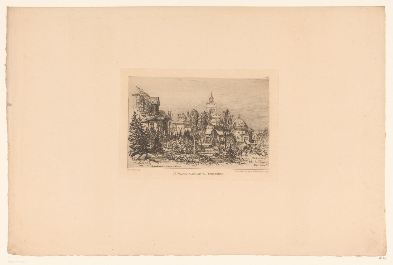 Vista de Trocadéro Le palais algerien au Trocadero (título sobre objeto) de Maxime François Antoine Lalanne
