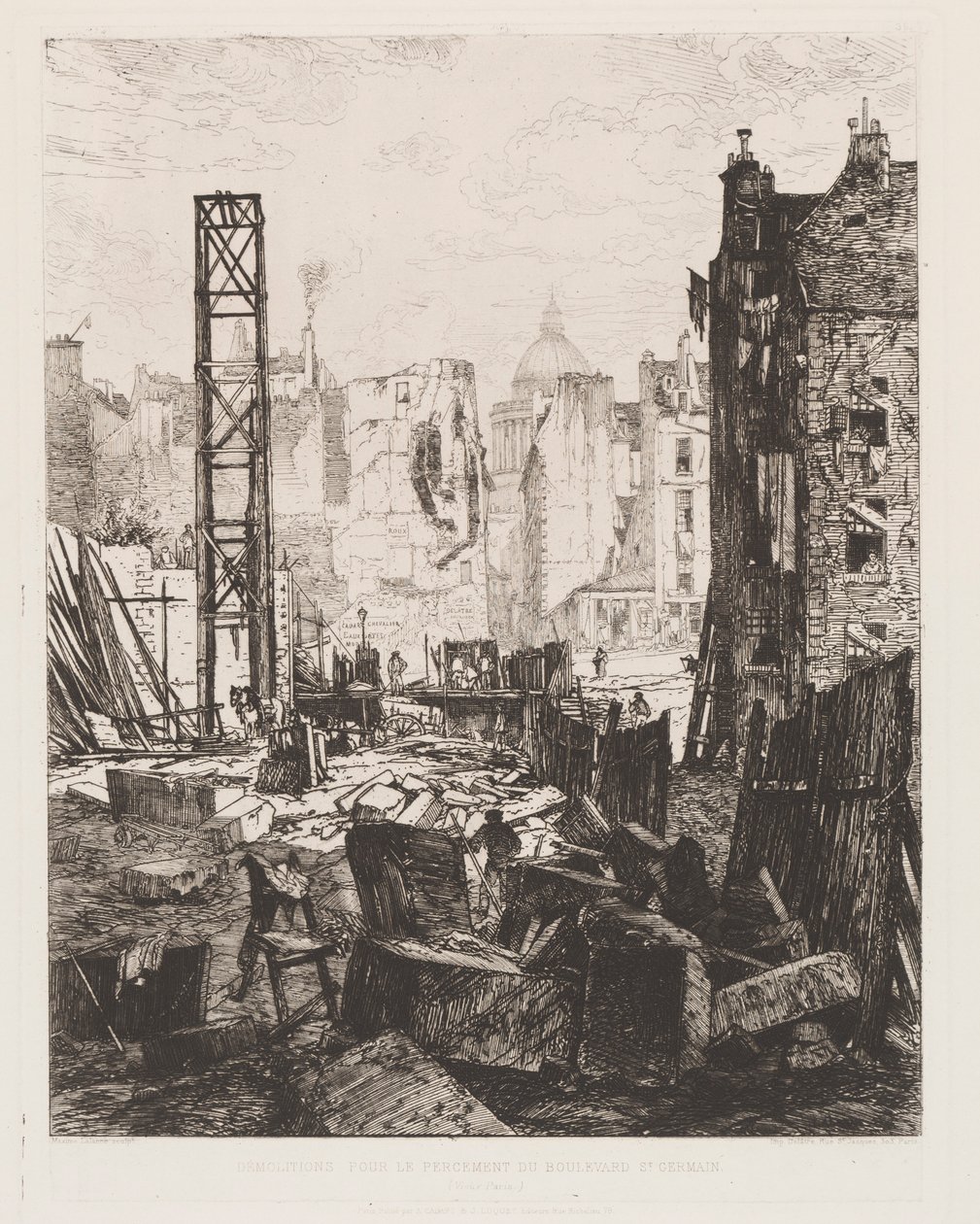 Demolición para la apertura del Boulevard St. Germain, 1862 de Maxime Lalanne