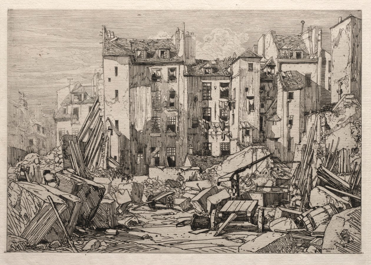 Demolición de casas antiguas en París, 1862 de Maxime Lalanne