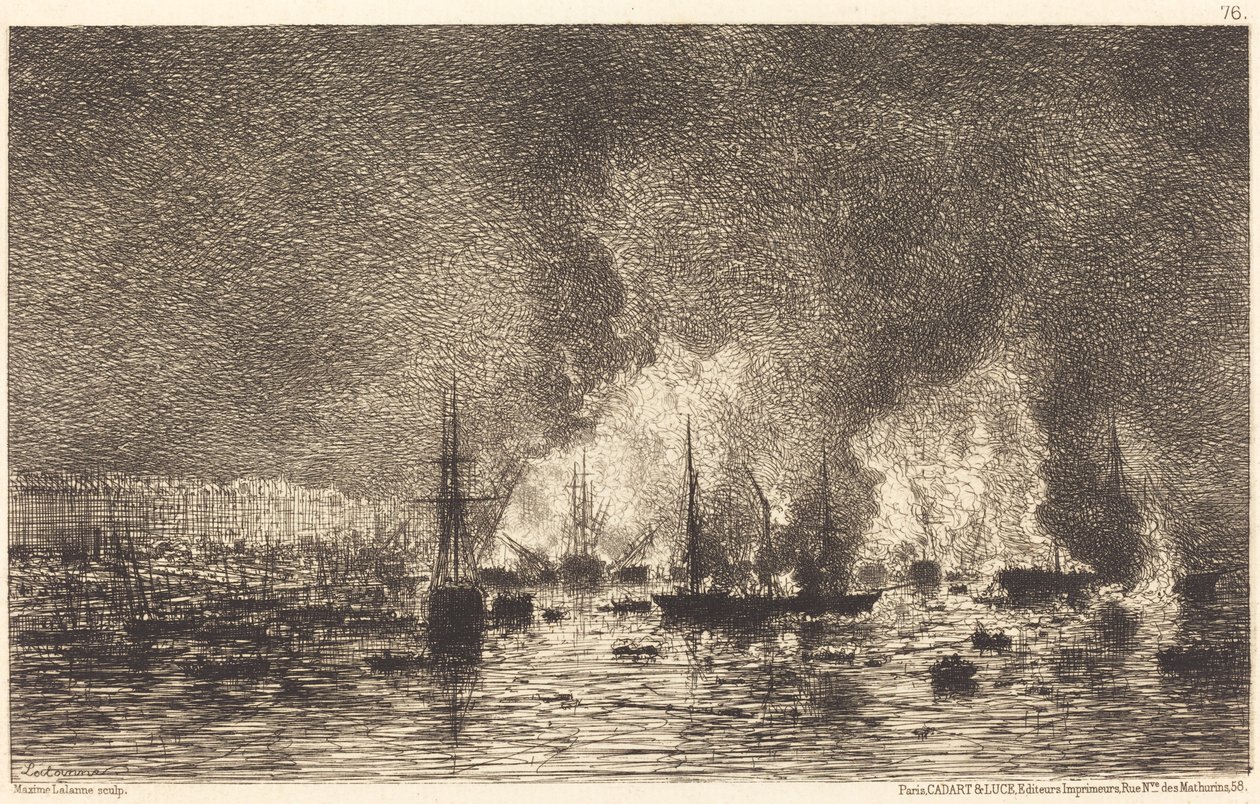 Incendio en el puerto de Burdeos de Maxime Lalanne