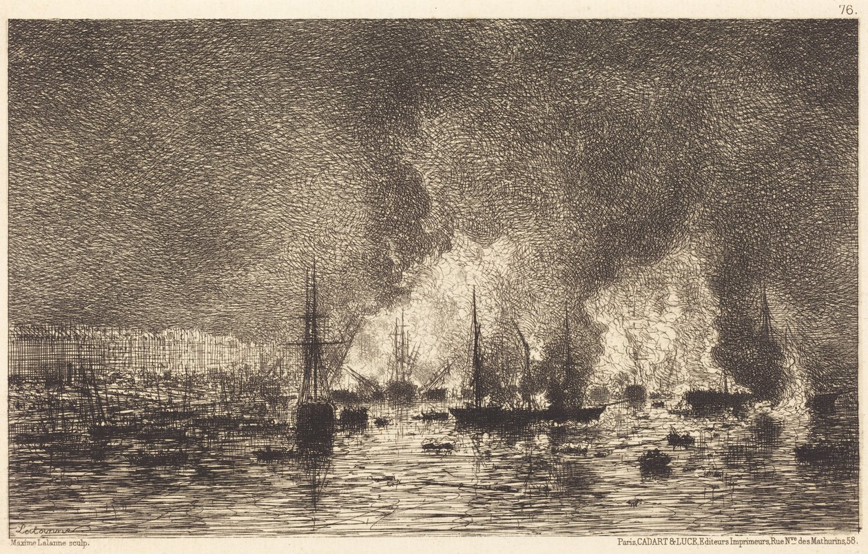 Incendio en el puerto de Burdeos de Maxime Lalanne