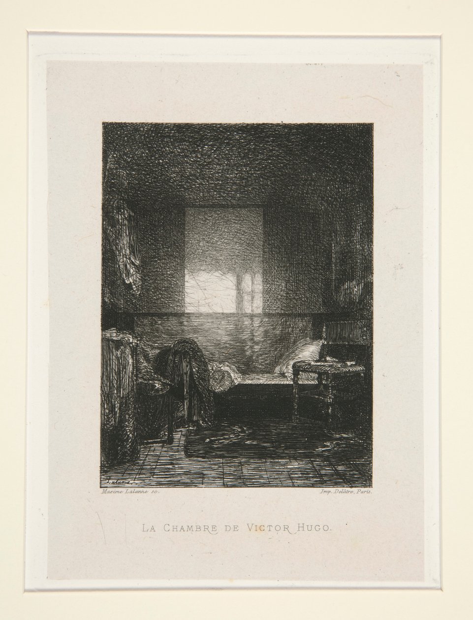 El dormitorio de Víctor Hugo, pl. 11 de la suite En Victor Hugo (Victor Hugo). de Maxime Lalanne