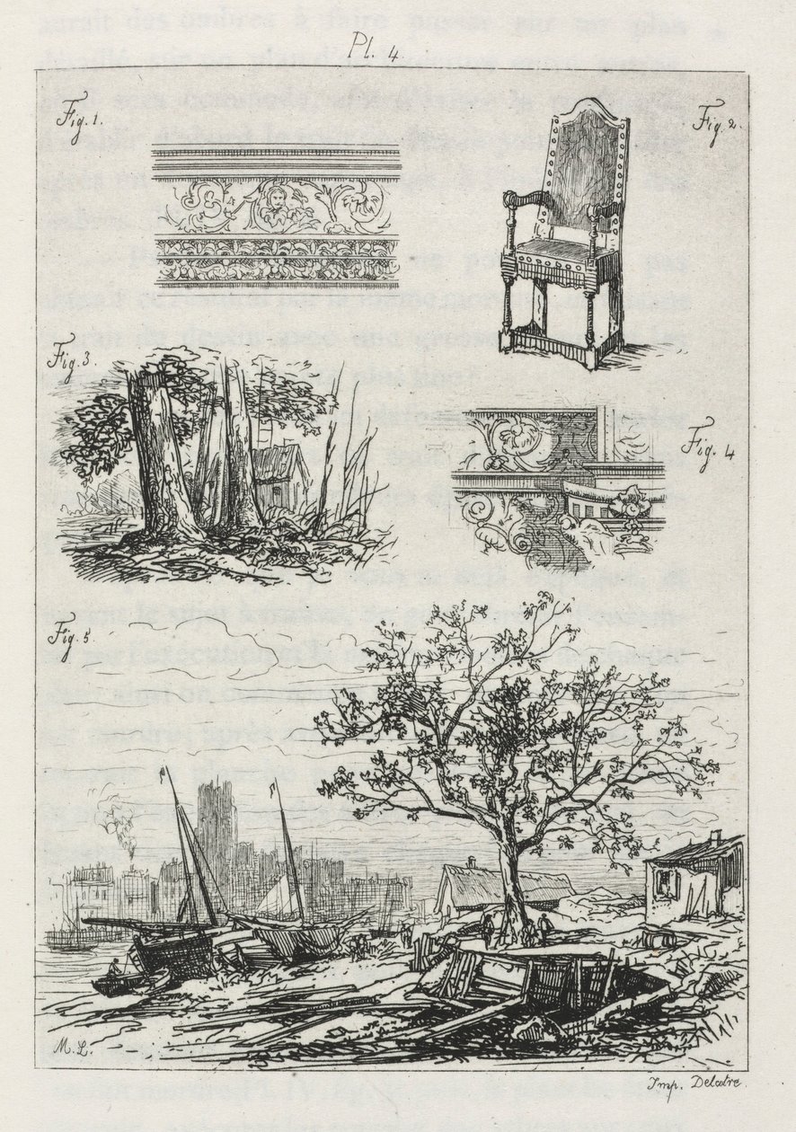 Tratado de la grabado al agua fuerte: Placa 4, 1866 de Maxime Lalanne