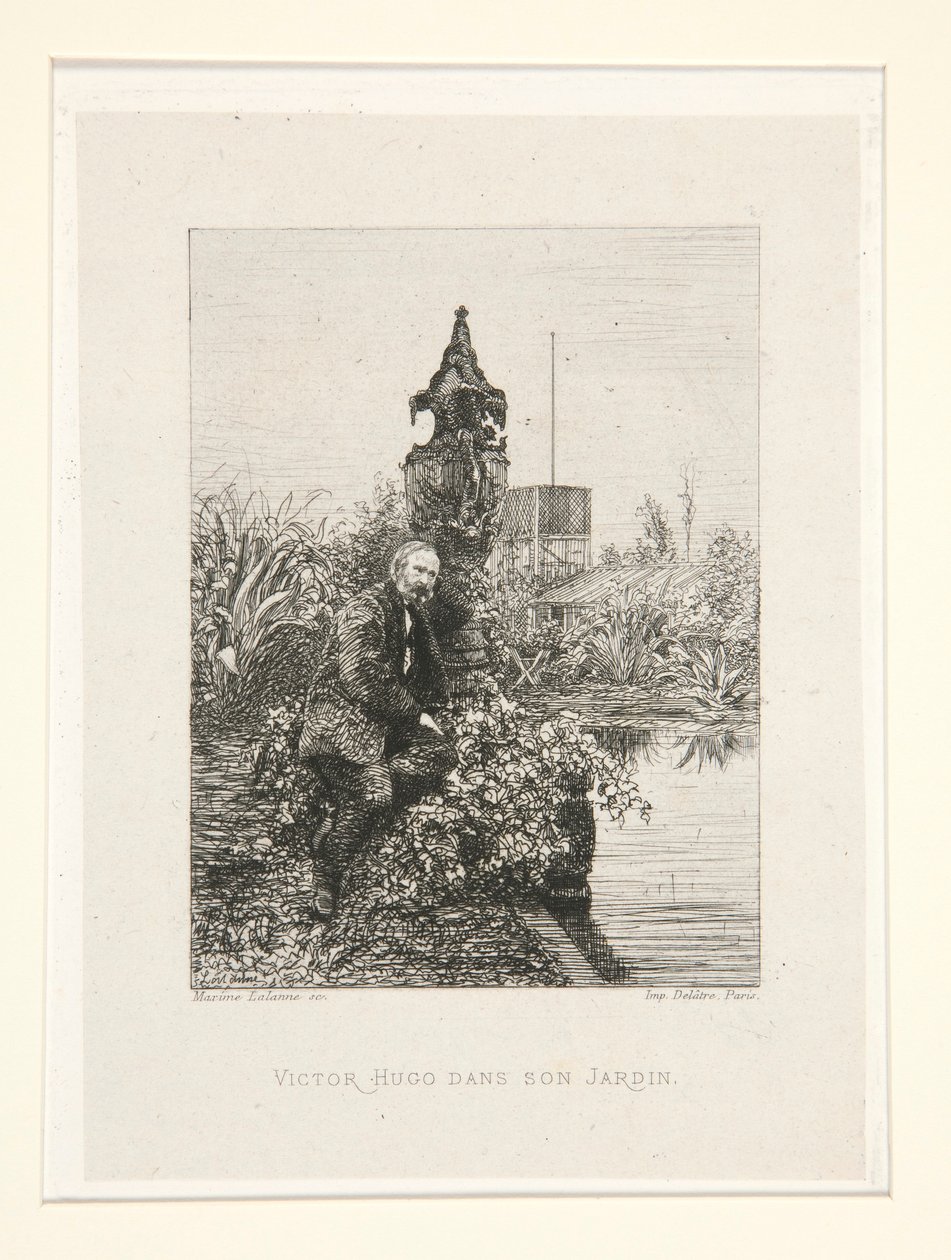 Victor Hugo dans son jardin (Victor Hugo en su jardín), pl. 12 de la suite Chez Victor Hugo (Victor Hugo de Maxime Lalanne