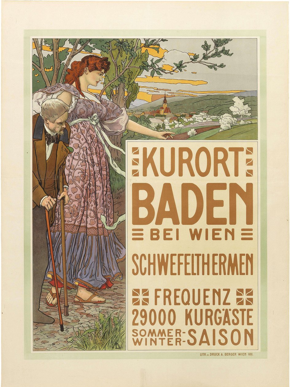 Ciudad balneario Baden cerca de Viena, c. 1910 de Maximilian Liebenwein