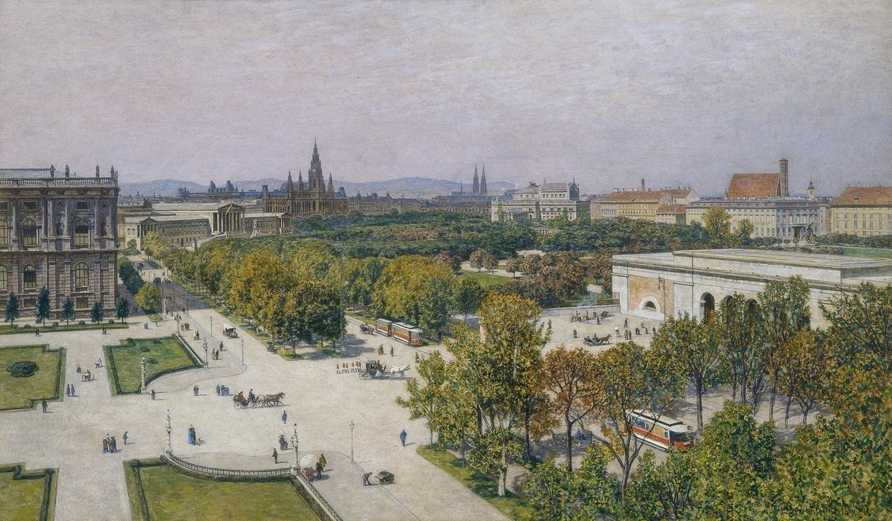 Vista del Ring hacia el ayuntamiento y el parlamento de Maximilian Suppantschitsch