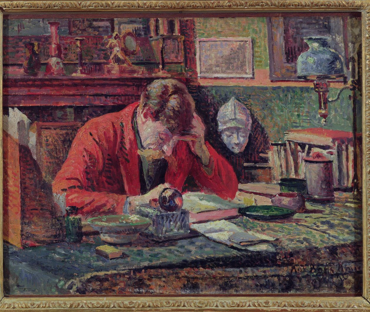 Emile Verhaeren (1855-1916) en su estudio, c.1897 de Maximilien Luce
