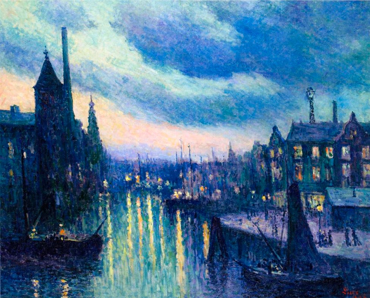 El Puerto de Róterdam de Noche, 1908 de Maximilien Luce