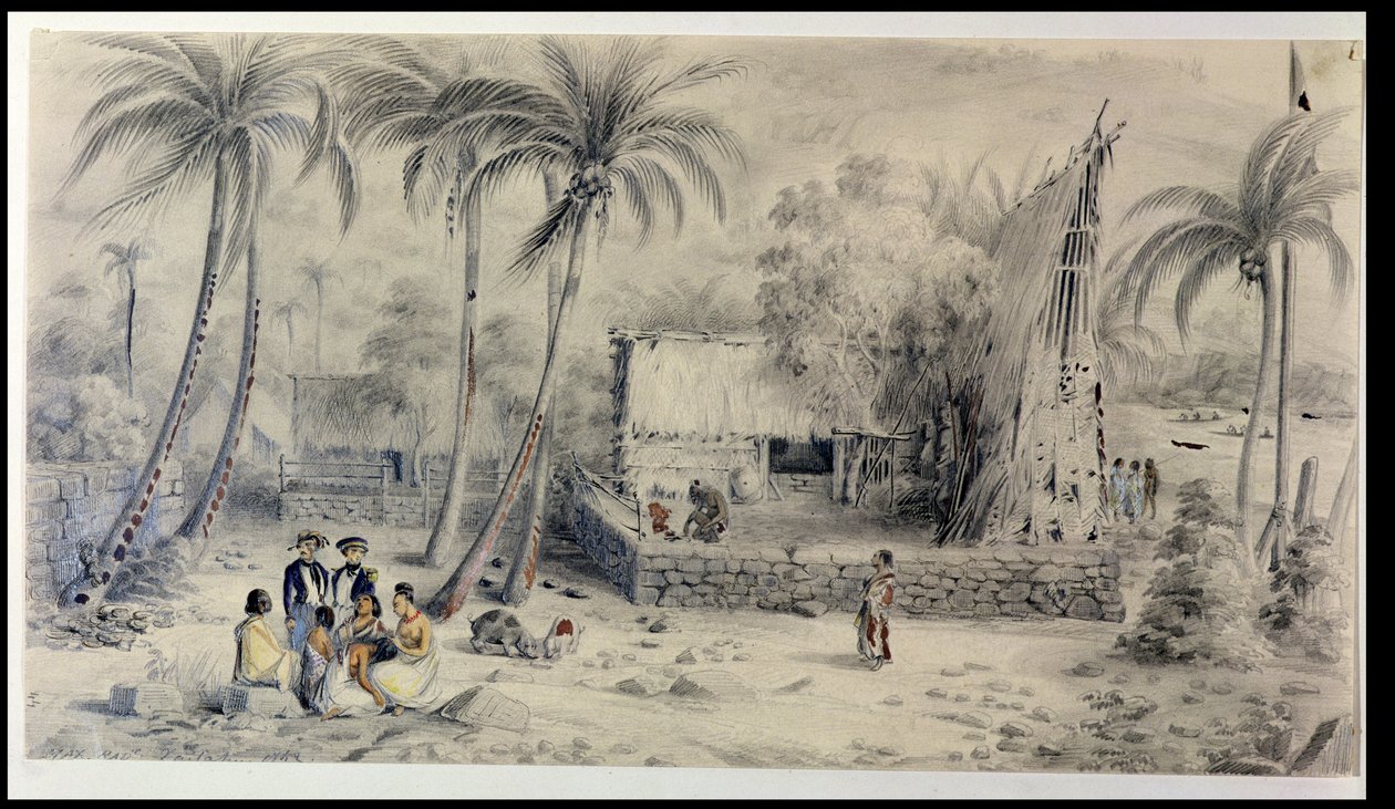 Aldea nativa en Tahití, c.1841-48 de Maximilien Radiguet