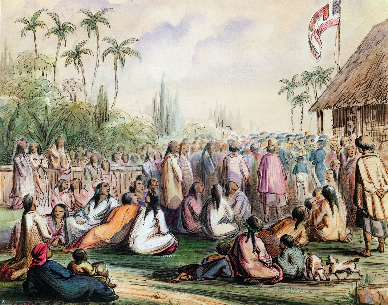 El pabellón del Protectorado Francés en Tahití en 1842, c.1842-48 de Maximilien Radiguet