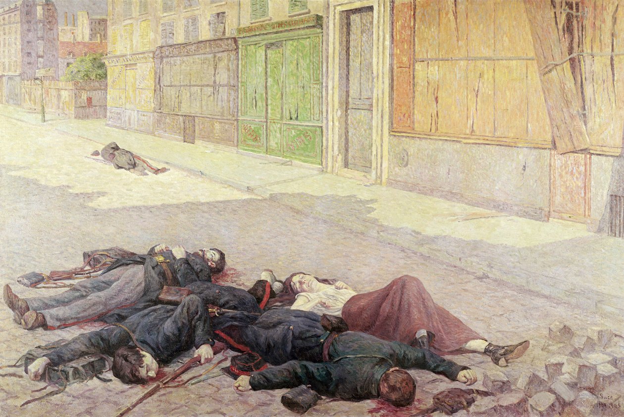 Una calle en París en mayo de 1871 o, La Comuna, 1903-05 de Maximilien Luce