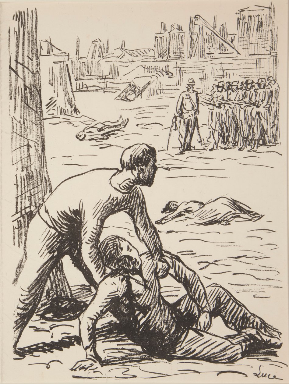 Nueve impresiones sin título de temas políticos de Maximilien Luce