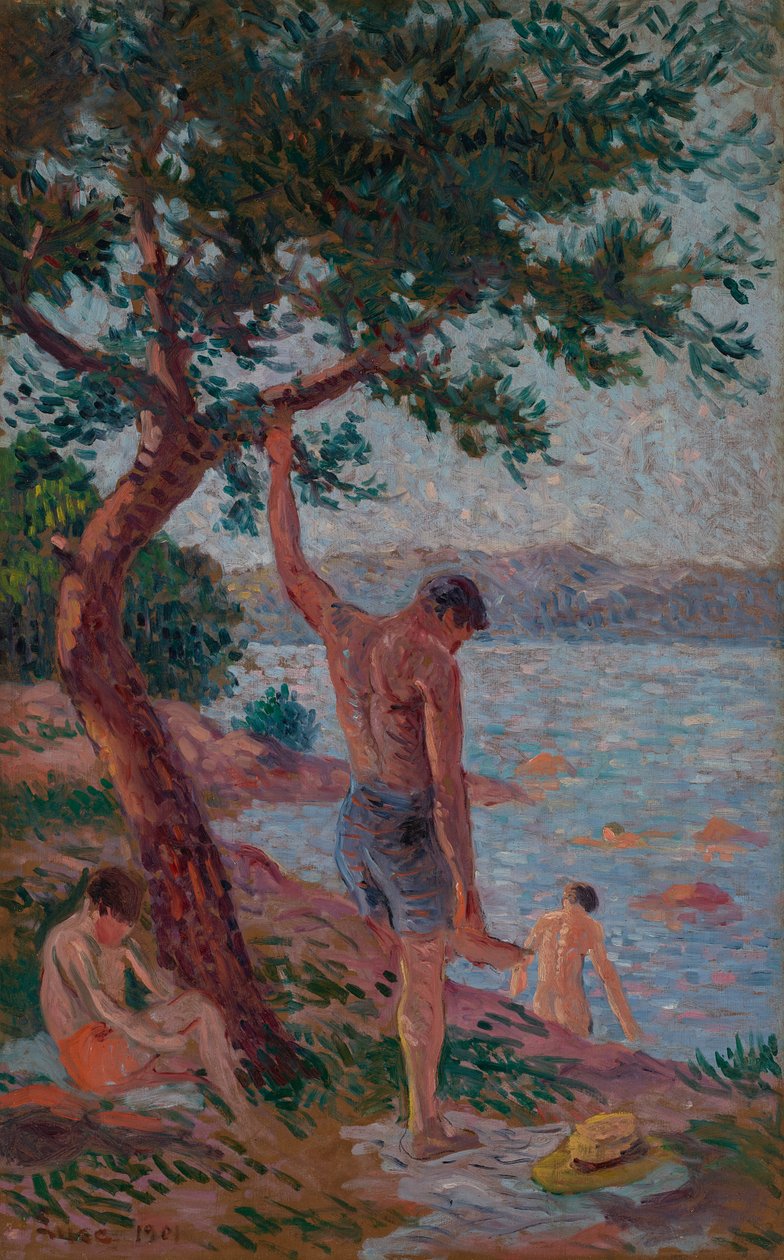 Saint-Tropez, bañistas bajo el pinar de Maximilien Luce