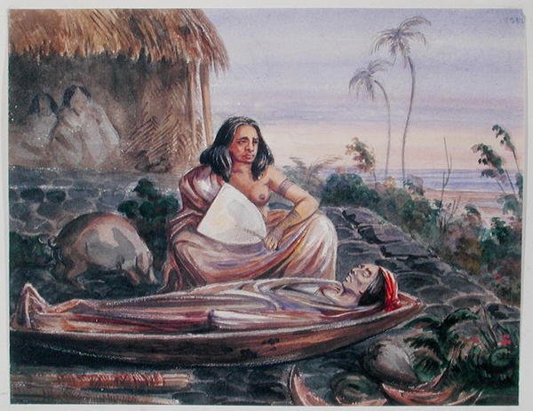 Un funeral en Tahití, c.1841-48 (acuarela sobre papel) de Maximilien Radiguet