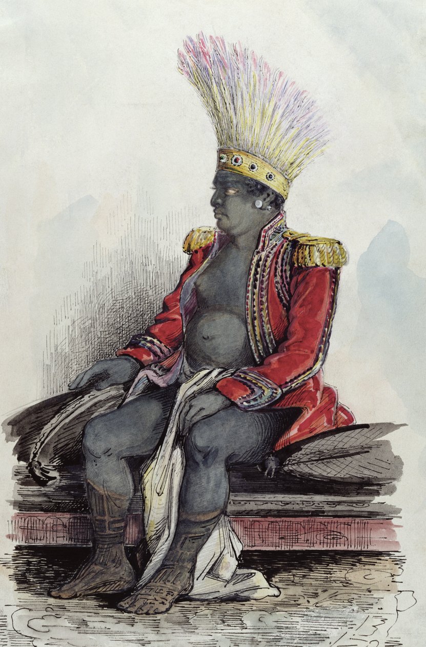 Rey Temoana en la isla de Nuka-Hiva vestido con el uniforme de un coronel francés, c.1841-48 de Maximilien Radiguet
