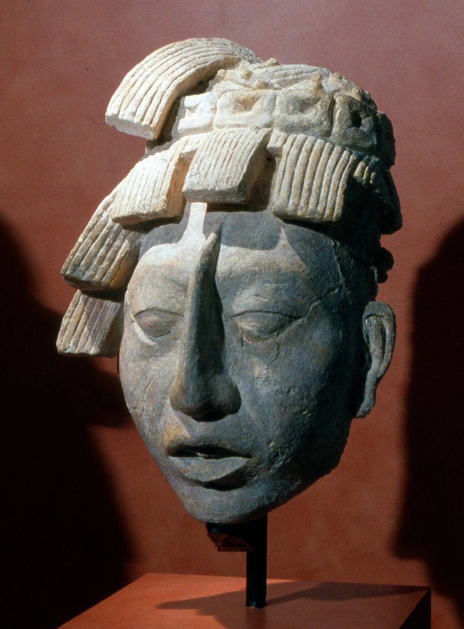 Cabeza retrato de Pacal, Rey de Palenque del Templo de las Inscripciones de Mayan