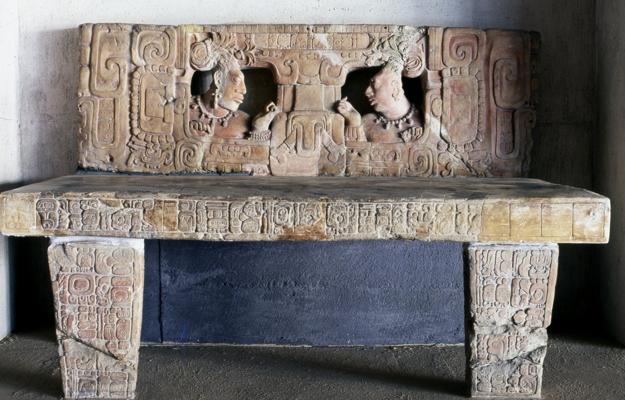 Trono 1 de Piedras Negras, Usamacinta, Guatemala, Período Clásico Tardío (600-900) de Mayan