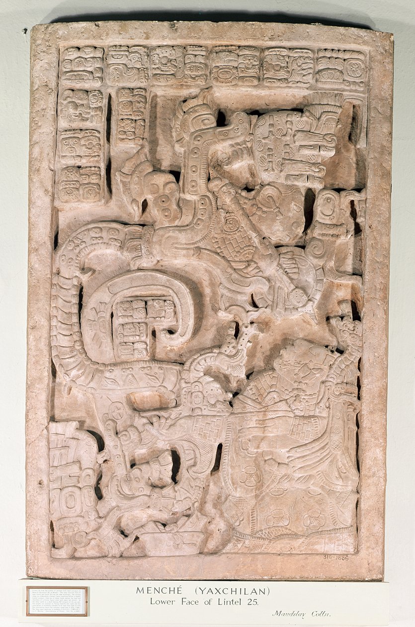 Dintel 25 de Yaxchilán, período Clásico Tardío, 600-900 d.C. de Mayan