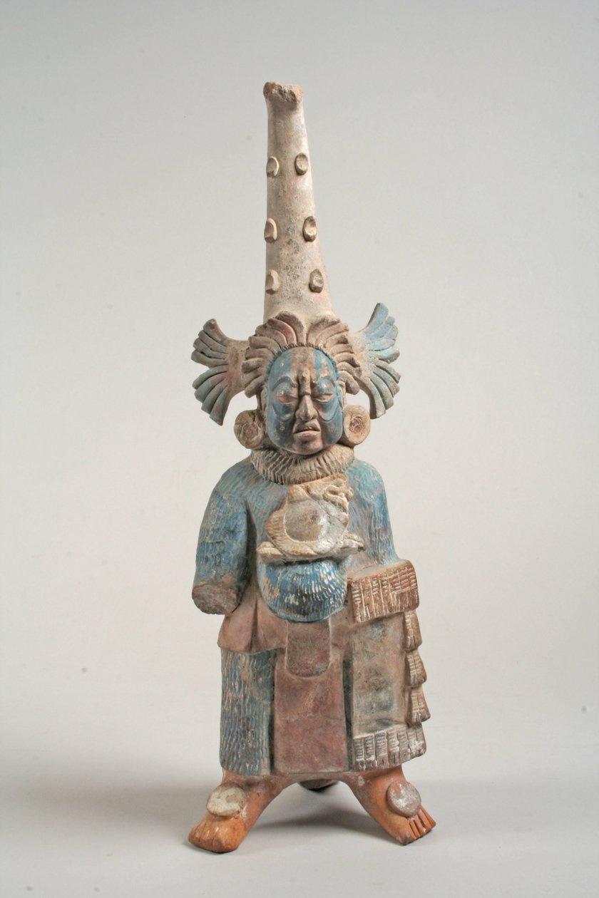 Figura disfrazada de México, siglo VII-VIII (cerámica, pigmento) de Mayan