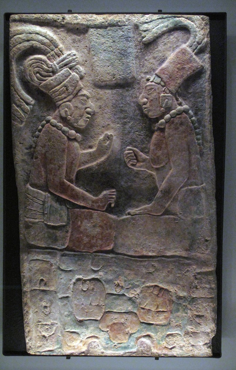 Dos hombres sentados, El Chicozapote, Usumacinta, Período Clásico Tardío, 600-900 d.C. de Mayan