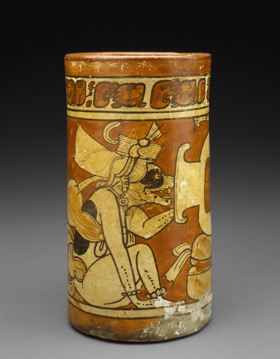 Vasija con Dioses Mono y Perro, 600-900 AD de Mayan