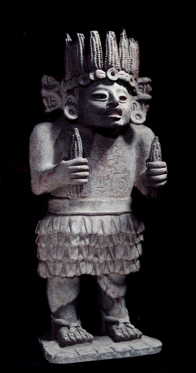 Civilización precolombina: estatua maya que representa al dios de las doncellas. París, Museo del Hombre de Mayan Mayan