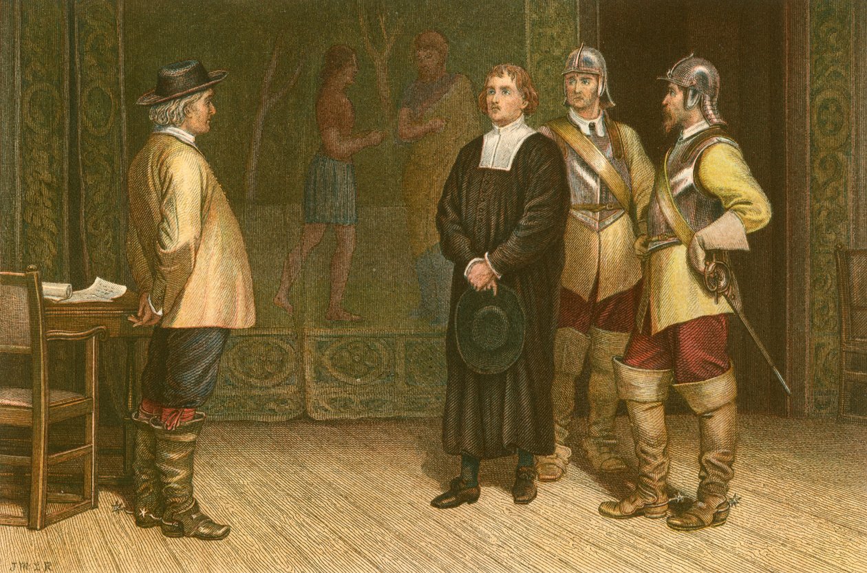 James Durham llevado ante Oliver Cromwell (grabado coloreado) de McLaren John Ralston