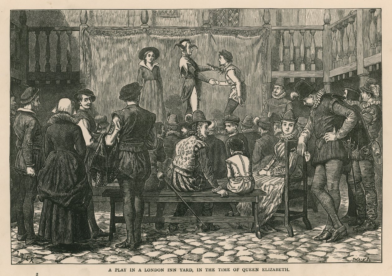 Noche de Reyes representada en el patio de una posada de Londres en la época isabelina de McLaren John Ralston