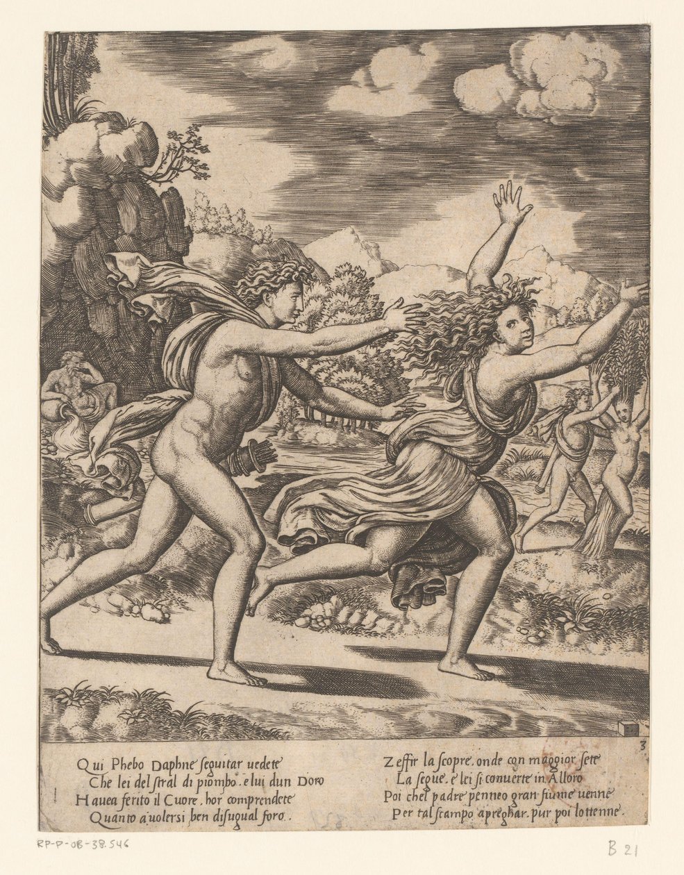 Apolo persigue a Daphne Historia de Apolo y Dafne (título de la serie) de Meester van de Dobbelsteen