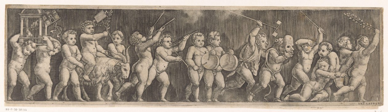 Frisón con procesión de amorcillos de Meester van de Dobbelsteen