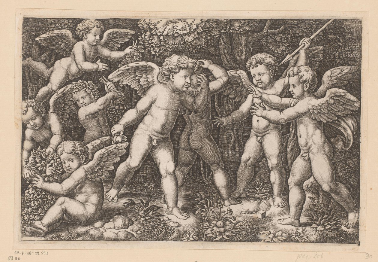 jugando putti Tapices del Papa (título de la serie) Tapezzerie de Papa (título de la serie) de Meester van de Dobbelsteen