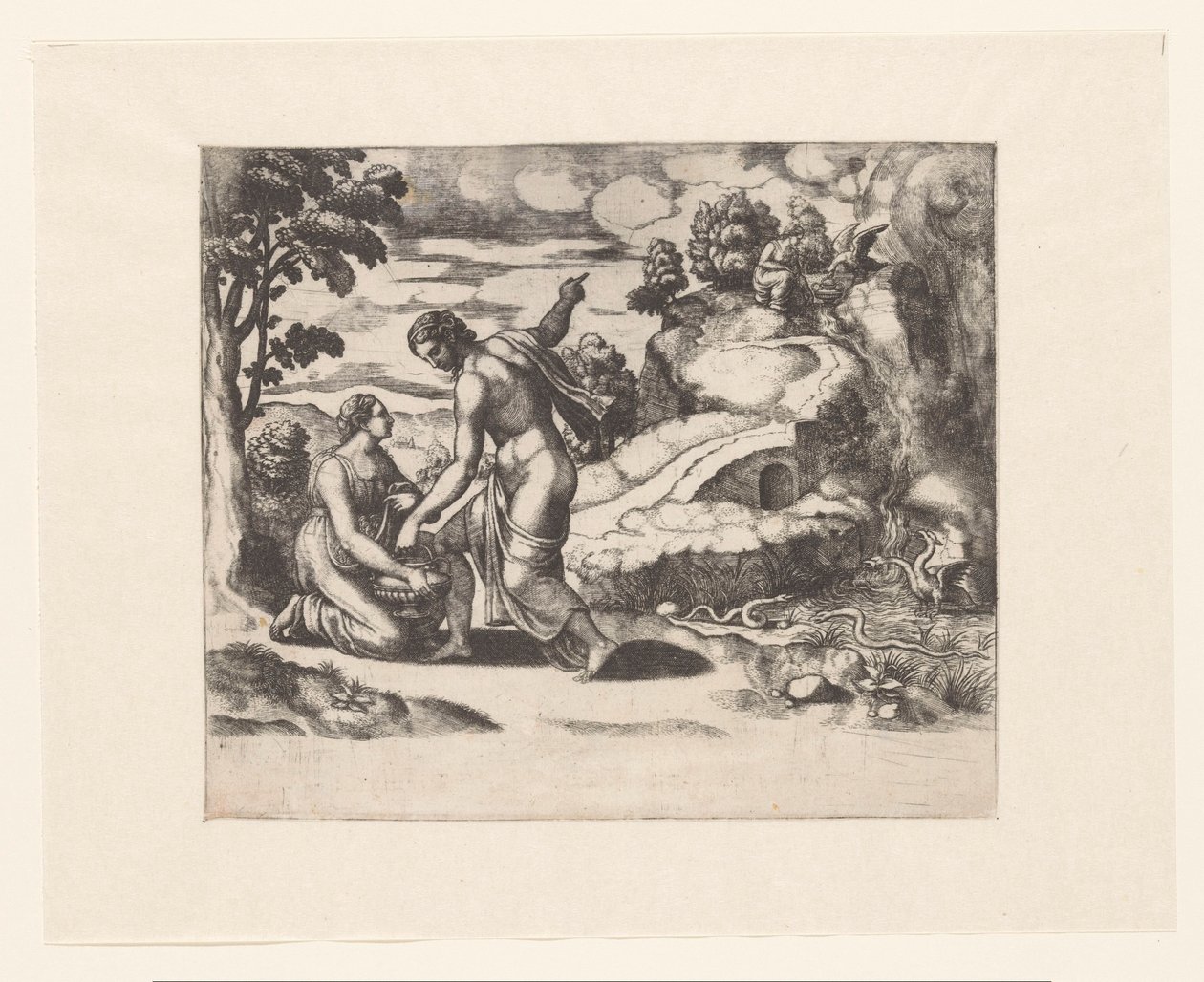 Venus envía a Psique a un pozo custodiado por dragones de Meester van de Dobbelsteen