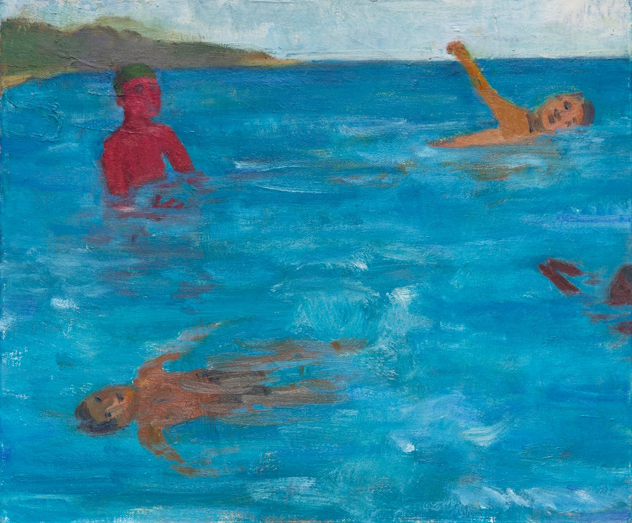 Cuatro nadadores, 2017 (óleo sobre lienzo) de Megan Williamson
