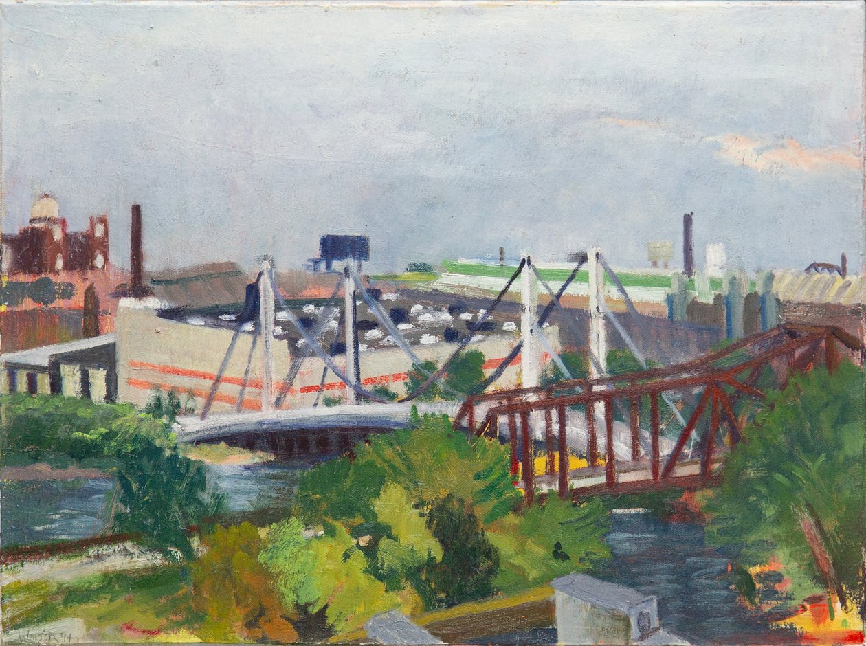 Mirando al oeste sobre el North Branch, 2014 (óleo sobre lienzo) de Megan Williamson